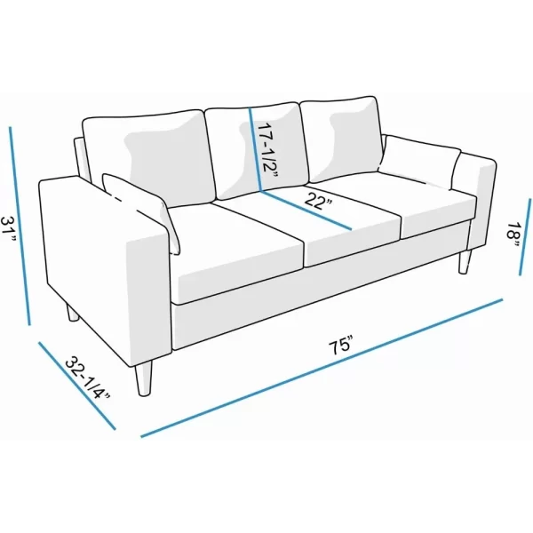 3 Seat Designer Sofa Couch Linen Fabric Wood Legs, GreySeats Have 100% Pure White Polyester Fibre Filling And Pocket Spring - Image 6