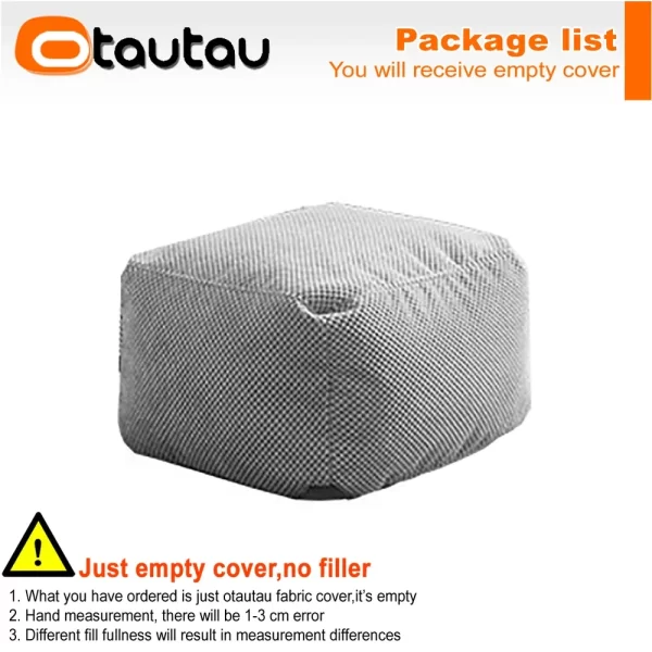 OTAUTAU Soft Waffle 1-2 Seat Bean Bag Couch Cover Set Without Filler Beanbag Armchair Lazy Sofa Bed Lounger Ottoman Stool SF182 - Image 11