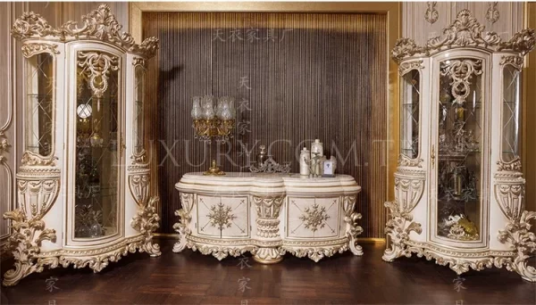 European luxury solid wood carved villa hall wine cabinet display cabinet living room jade collection cabinet - Image 7