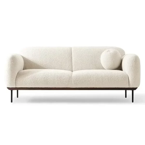 Modern Retro Simple Lambswool Sofa Home Small Apartment Living Room Fabric Craft Sofa Nordic Solid Wood Sofa - Image 15