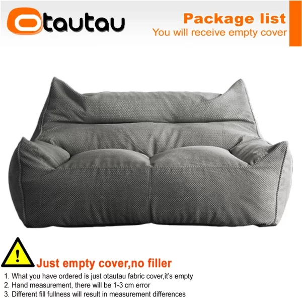 OTAUTAU Soft Waffle 1-2 Seat Bean Bag Couch Cover Set Without Filler Beanbag Armchair Lazy Sofa Bed Lounger Ottoman Stool SF182 - Image 10