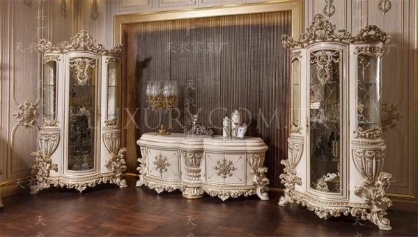 European luxury solid wood carved villa hall wine cabinet display cabinet living room jade collection cabinet - Image 13