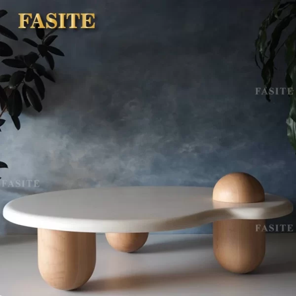 Tea table Nordic simple small round tea table special-shaped tea table arc tea table modern retro - Image 12