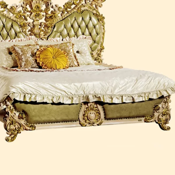 French court luxury fabric double bed large European villa solid wood bed furniture customization - Image 4