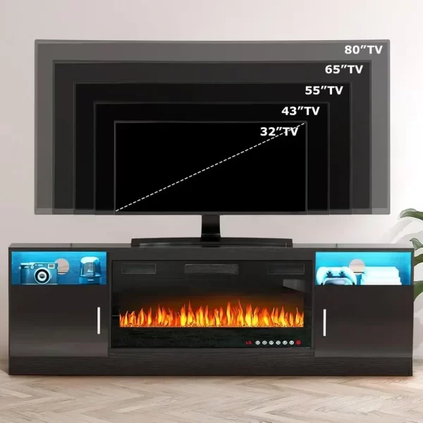 with 36" Electric Fireplace,Entertainment Center with Fireplace,TV Stand with Fireplace LED Light - Image 4