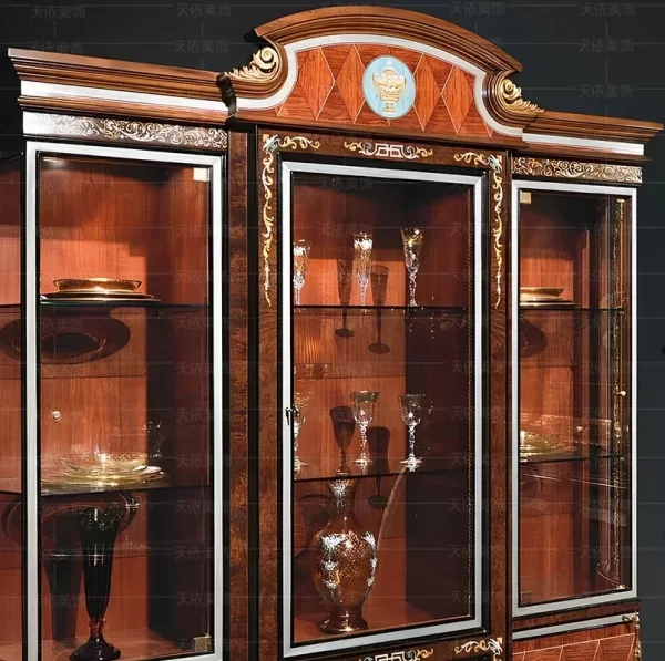 European classic solid wood living room locker Custom luxury wine cabinet shell furniture - Image 2