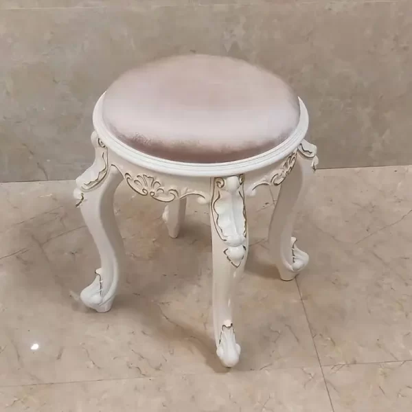 Stool European makeup  carved sofa  low  ivory white dresser European dining table stool - Image 3