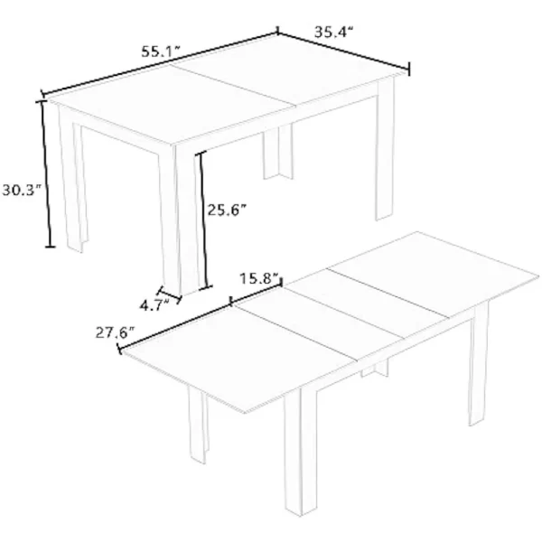 Retractable dining table for 6-8 people, modern medieval retractable dining table with leaves, kitchen dining furniture - Image 2