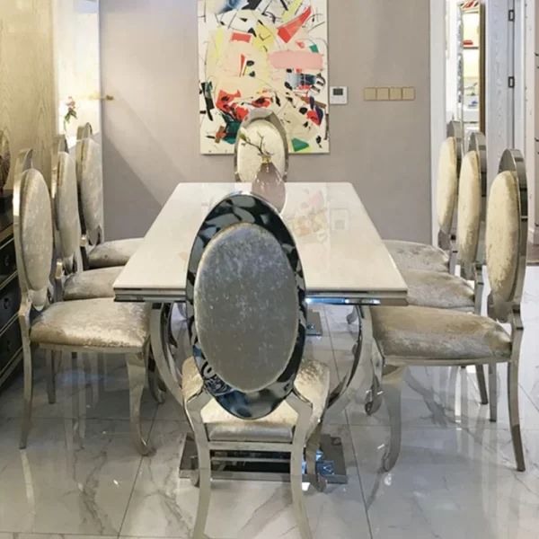 Restaurant Furniture Metal Dining Room Set Dining Table Set Marble Dining Table With 6 Chairs Set, 2024 - Image 3