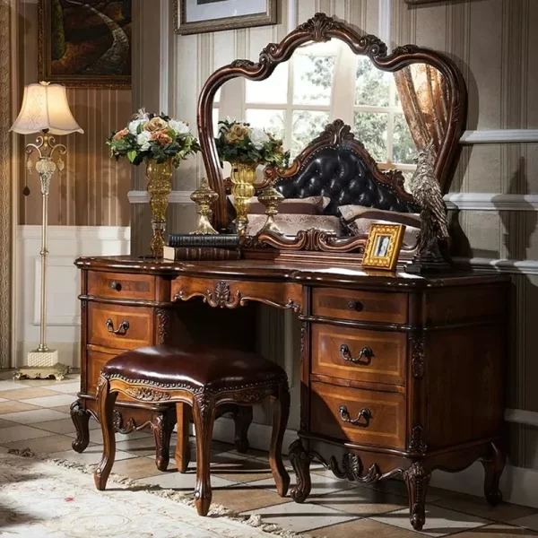 American solid wood dresser European retro dresser home master bedroom villa luxury carved makeup table customization - Image 2