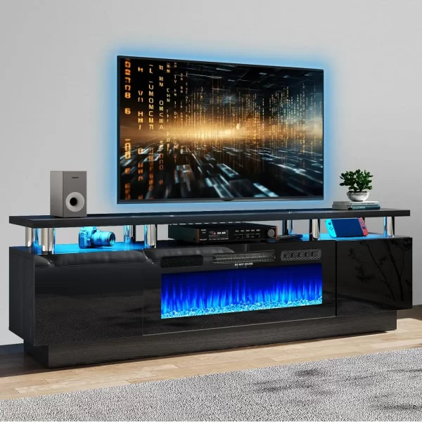 TV Stands, 36” Electric Fireplace, 2 Tier Console Stand for Up To 70", TV Stands - Image 7