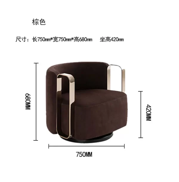 Italian Light Luxury Single-Seat Sofa Chair Fabric Soft Bag Leisure Rotatable Armrest Chair - Image 9