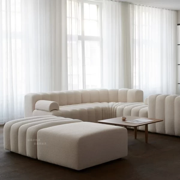 European Minimalist Couch Modern Fabric Lazy Cozy White Floor Modular Recliner Sofa Couches L Shape Canape Salon Furniture - Image 3