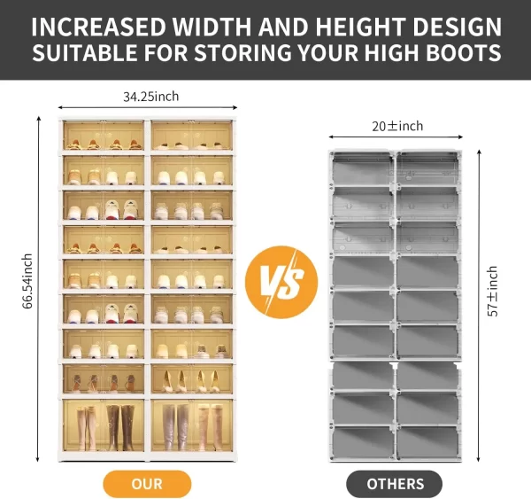 Shoe Rack Organizer for Closet  Plastic Shoe Shelf Collapsible Shoes Storage Box Clear - Image 2