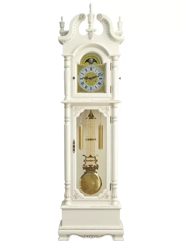 Retro the Grandfather Clock Living Room Solid Wood Vertical Bell Mechanical Villa Pendulum Clock White Clock