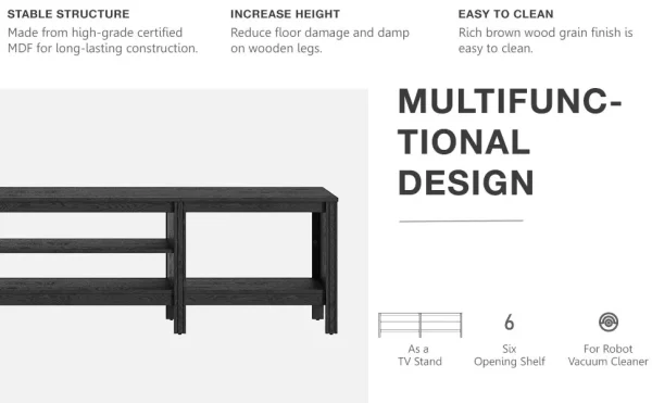 100 Inch TV with 16 Changable LED Lights, Black Entertainment Center for 80 85 90 inch TV Console Table with 6 Cubby Storage - Image 10