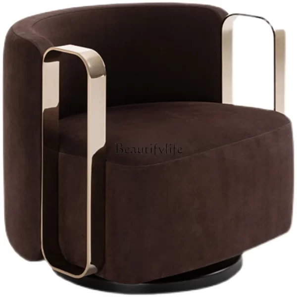 Italian Light Luxury Single-Seat Sofa Chair Fabric Soft Bag Leisure Rotatable Armrest Chair - Image 5