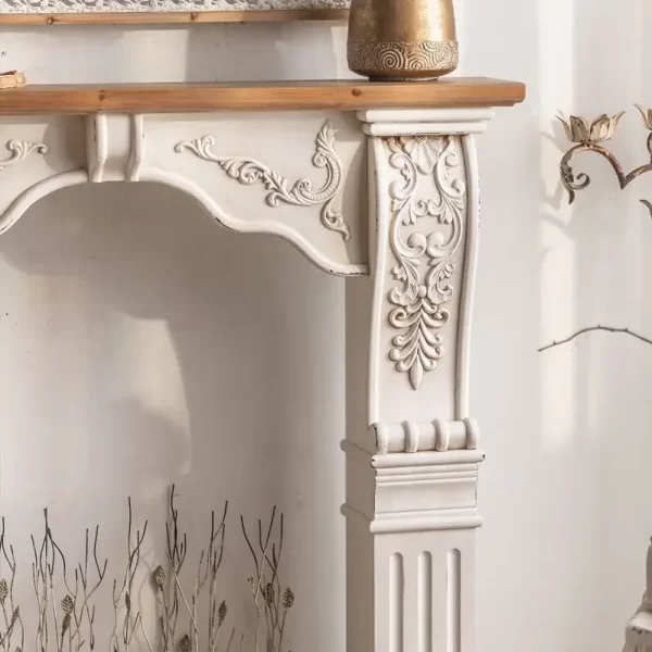 French country retro fireplace decoration European white carved villa living room fake fireplace decoration cabinet photography - Image 5