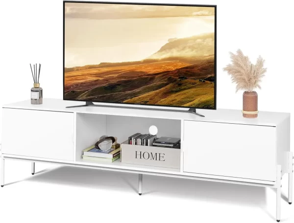 Modern TV Stand for 65 Inch TV, Mid Century Entainment Center with Storage, TV Console with Open Shelf and 2 Cabinets - Image 8