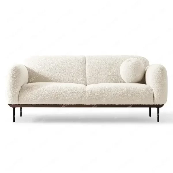 Modern Retro Simple Lambswool Sofa Home Small Apartment Living Room Fabric Craft Sofa Nordic Solid Wood Sofa - Image 5