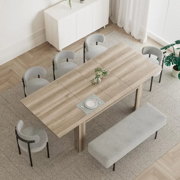 Room Table for 6-10 Person, Wooden Extendable Dining Table, Plank and Beam Farmhouse Large Rectangular Kitchen Table for Dining