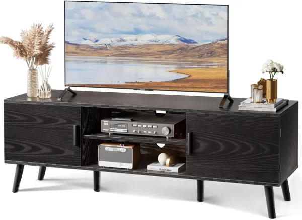 TV cabinet.TV Stand for 55 Inch TV, Entertainment Center with Adjustable Shelf, 2 Cabinets, TV Console Table, Media Console - Image 9