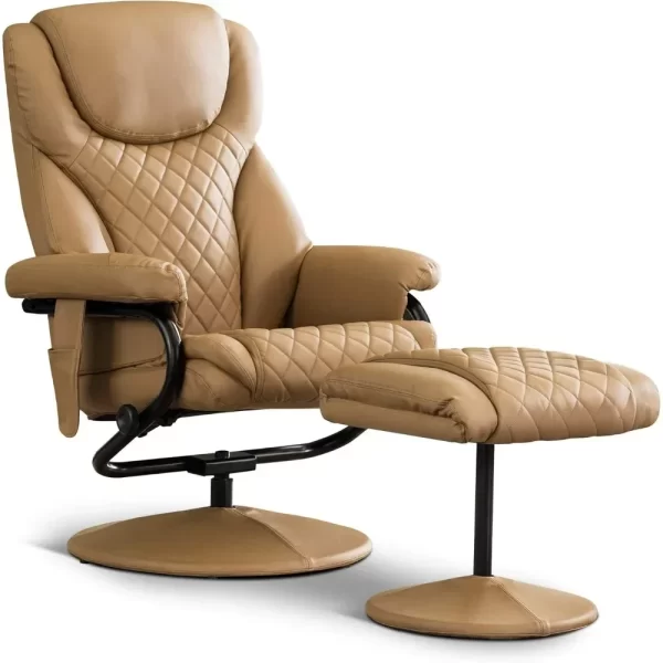 Recliner with Ottoman, Reclining Chair with Massage, 360 Swivel Living Room Chair Faux Leather Living Room Chairs