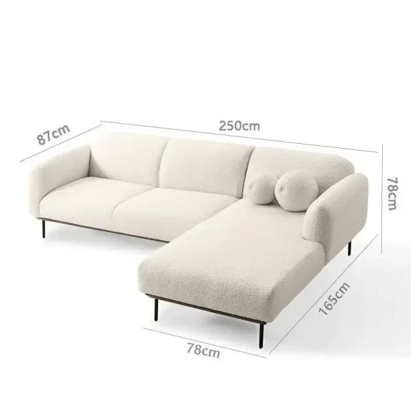 Modern Retro Simple Lambswool Sofa Home Small Apartment Living Room Fabric Craft Sofa Nordic Solid Wood Sofa - Image 14