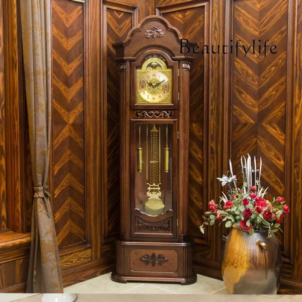 Floor clock, solid wood vertical pendulum clock, retro simple European style, modern new Chinese style living room machinery - Image 5