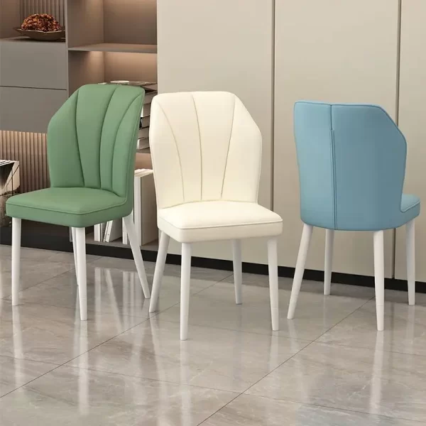 Cream style dining chair simple light luxury dining chair casual restaurant soft bag stool makeup home backrest chair - Image 2