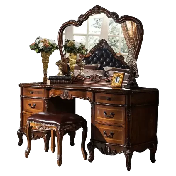 American solid wood dresser European retro dresser home master bedroom villa luxury carved makeup table customization - Image 10