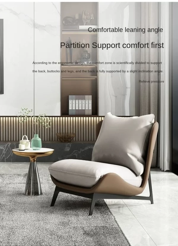 Nordic Single Sofa Chair Sofa Modern Minimalist Design Art Balcony Leisure Light Luxury Latex Internet Celebrity Style Lazy Sofa - Image 19