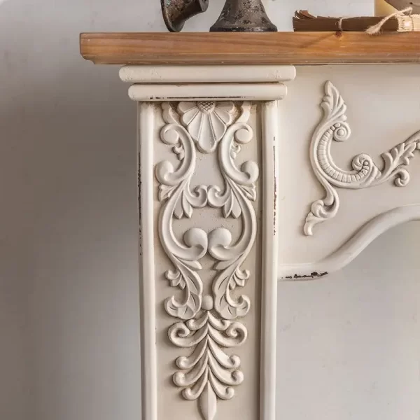 French country retro fireplace decoration European white carved villa living room fake fireplace decoration cabinet photography - Image 3