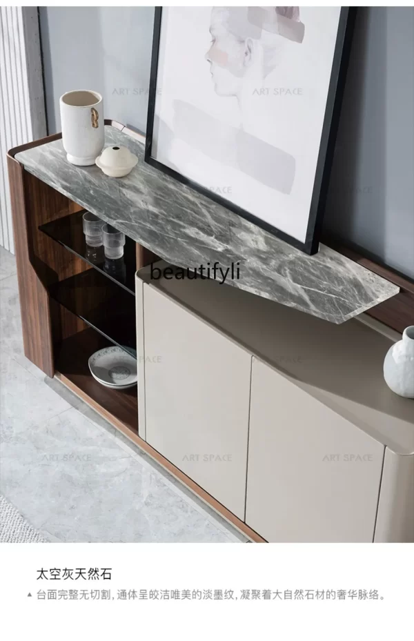 Italian Minimalist Marble Sideboard Cabinet Modern Minimalist Paint Locker - Image 5