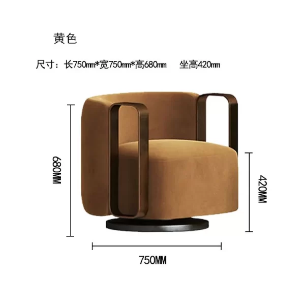 Italian Light Luxury Single-Seat Sofa Chair Fabric Soft Bag Leisure Rotatable Armrest Chair - Image 10