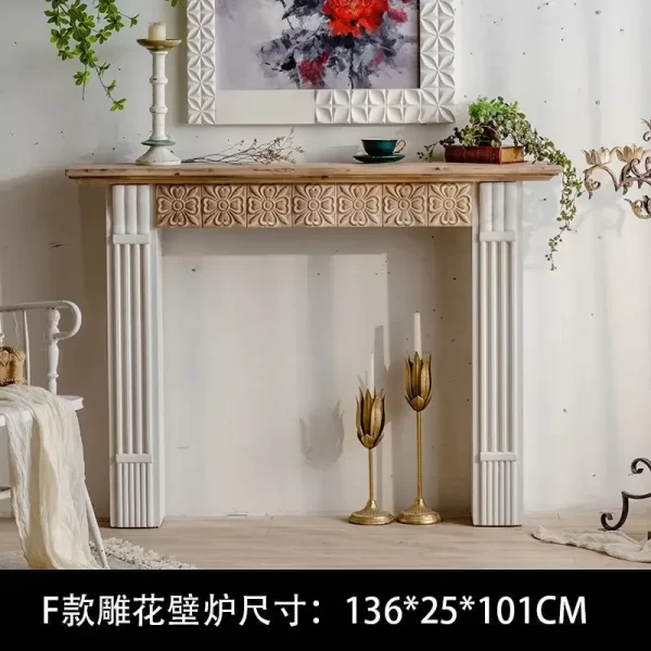 French country retro fireplace decoration European white carved villa living room fake fireplace decoration cabinet photography - Image 7