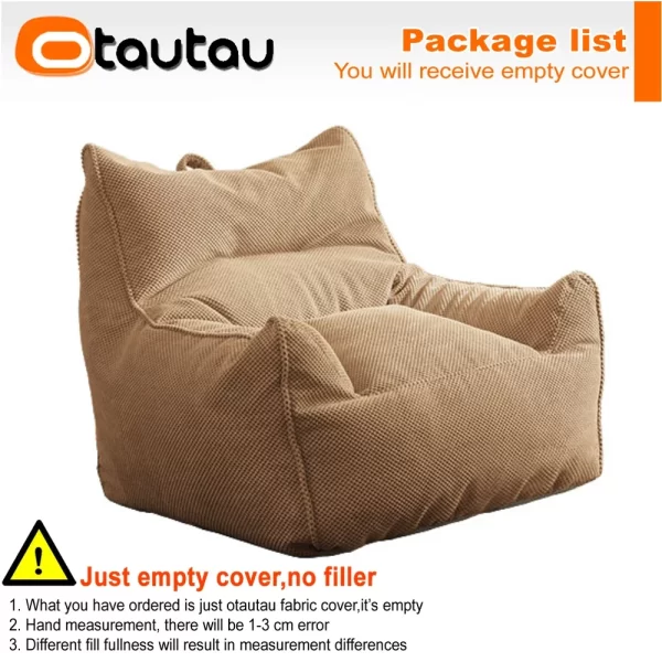 OTAUTAU Soft Waffle 1-2 Seat Bean Bag Couch Cover Set Without Filler Beanbag Armchair Lazy Sofa Bed Lounger Ottoman Stool SF182 - Image 15