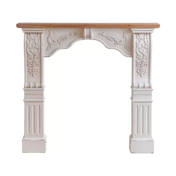 French country retro fireplace decoration European white carved villa living room fake fireplace decoration cabinet photography