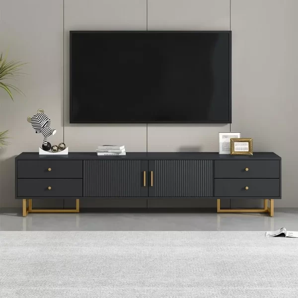 Luxury Fluted TV Stand, Modern Low Stand for TVs up to 80 Inches, Entertainment Center with Storage and 4 Drawers - Image 15