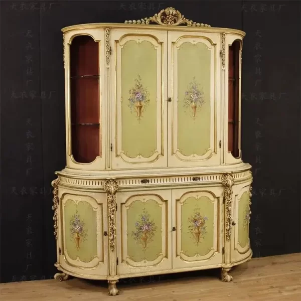 European vintage to do old wine cabinet single door Louis XVI antique display wine cabinet crack paint luxury wine cabinet - Image 10