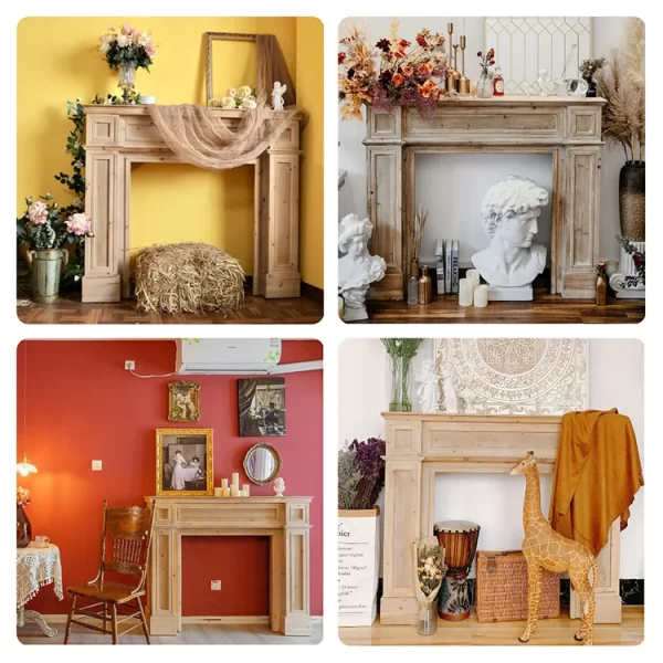 American solid wood fireplace decorative cabinet B & B retro French European fireplace rack - Image 11