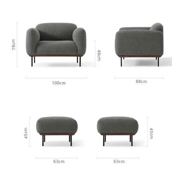 Modern Retro Simple Lambswool Sofa Home Small Apartment Living Room Fabric Craft Sofa Nordic Solid Wood Sofa - Image 24