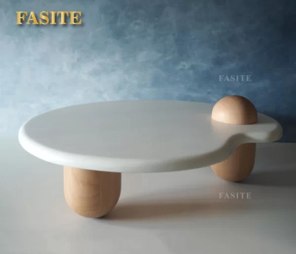 Tea table Nordic simple small round tea table special-shaped tea table arc tea table modern retro - Image 13