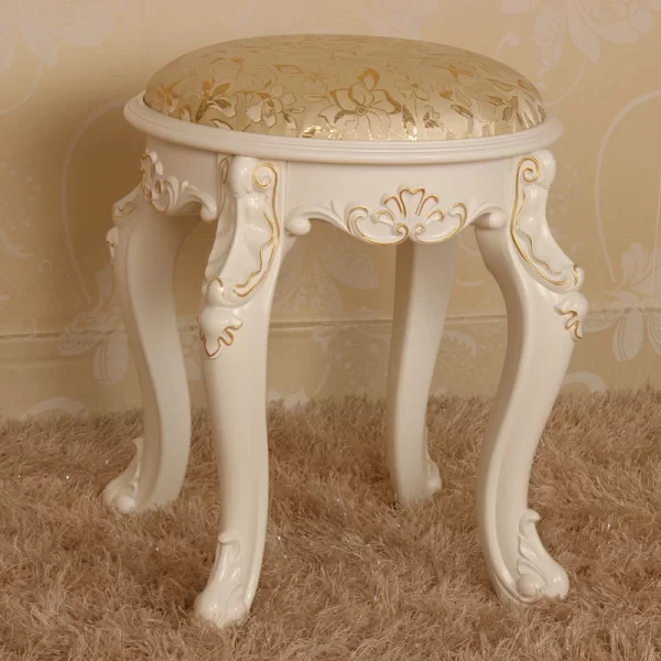 Stool European makeup  carved sofa  low  ivory white dresser European dining table stool - Image 11