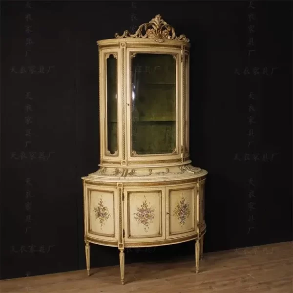 European vintage to do old wine cabinet single door Louis XVI antique display wine cabinet crack paint luxury wine cabinet - Image 11