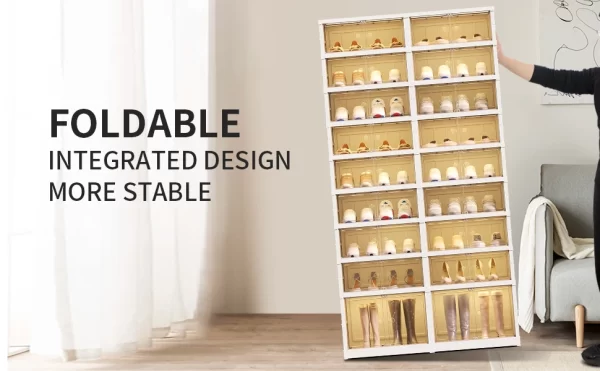 Shoe Rack Organizer for Closet  Plastic Shoe Shelf Collapsible Shoes Storage Box Clear - Image 10