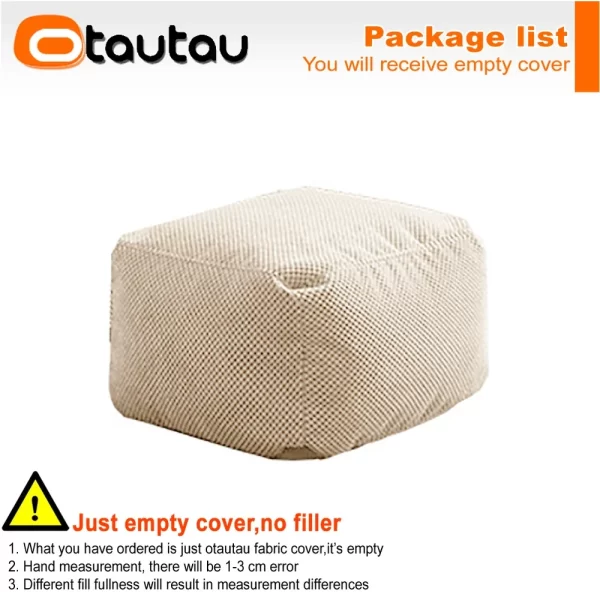 OTAUTAU Soft Waffle 1-2 Seat Bean Bag Couch Cover Set Without Filler Beanbag Armchair Lazy Sofa Bed Lounger Ottoman Stool SF182 - Image 9