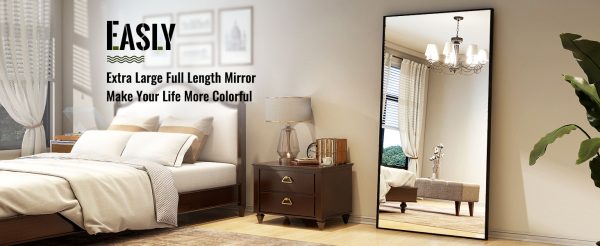 Full Length Mirror with Stand 34"x76" Full Body Mirror Floor Mirror Standing Hanging or Leaning Wall, Wall Mirror with Stand Alu - Image 8