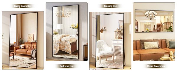 Full Length Mirror with Stand 34"x76" Full Body Mirror Floor Mirror Standing Hanging or Leaning Wall, Wall Mirror with Stand Alu - Image 15