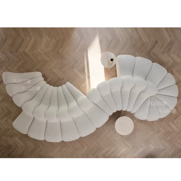 Mid-Ancient Curved Piano Keys Sofa Cream Style Beauty Salon Hotel Special-Shaped Double-Sided Large Sofa - Image 16